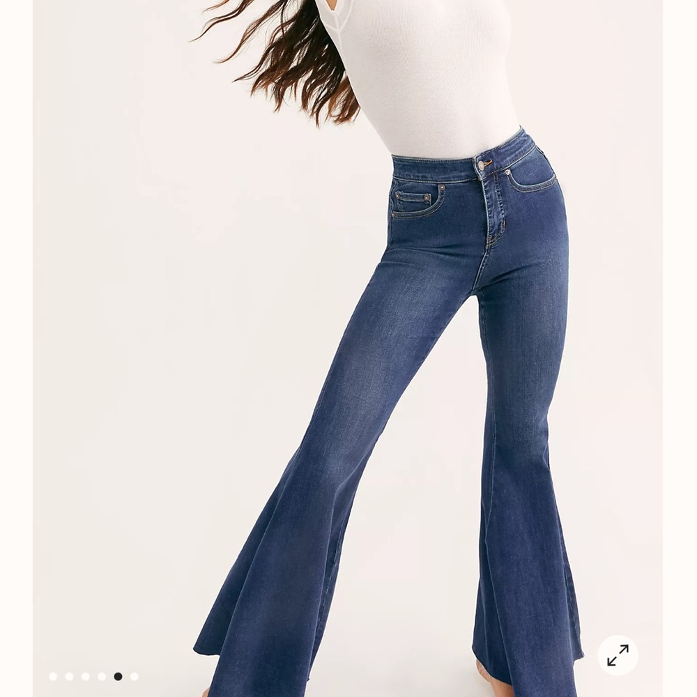 Free People CRVY High-Rise Ma Cherie Lace Up Flare Jeans